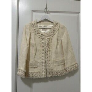 Kate Spade Jacket Blazer Sashiko White Cream Size 8